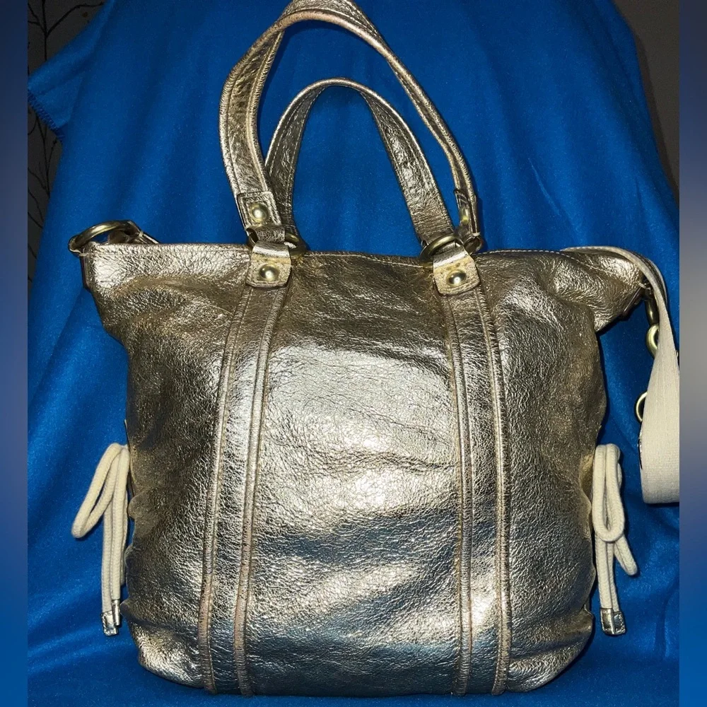 Coach Poppy Metallic Gold Leather Jazzy Satchel Bag 2009. COA included